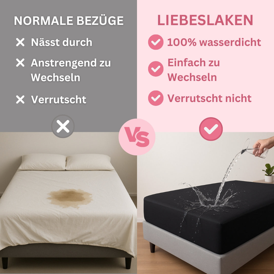 Liebeslaken - das wasserdichte Spannbettlaken mit Griffen
